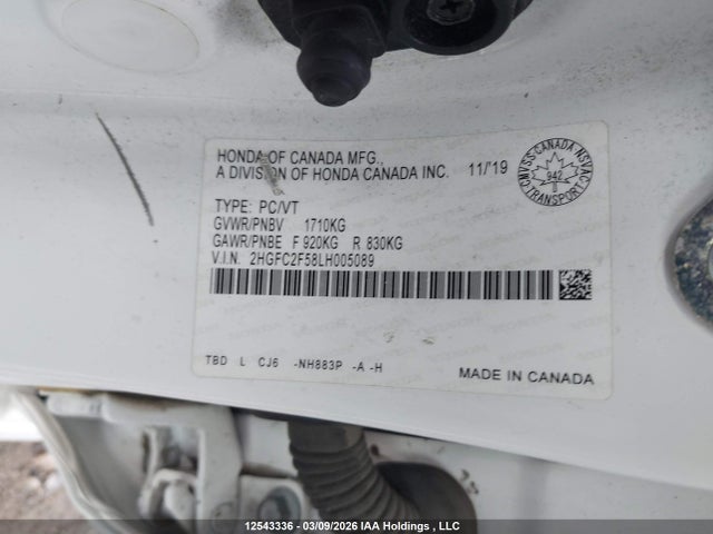 Продаж на аукціоні авто 2020 Honda Civic Lx, vin: 2HGFC2F58LH005089, номер лоту: 12543336