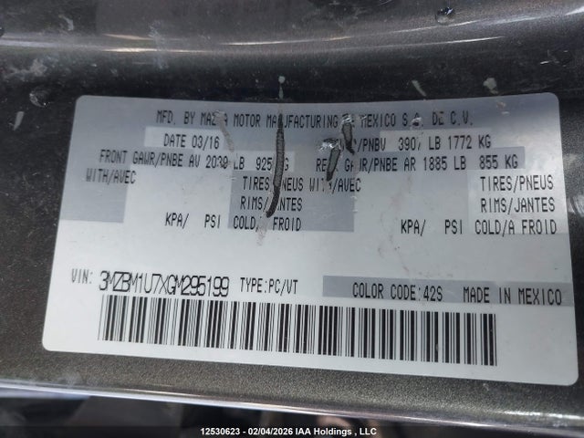 3MZBM1U7XGM295199 Mazda Mazda3 G/gx