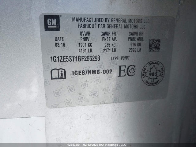 1G1ZE5ST1GF255298 Chevrolet MALIBU LT