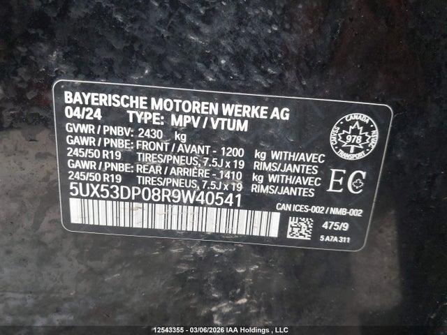 5UX53DP08R9W40541 BMW X3 Xdrive30i