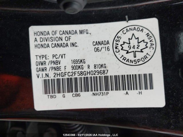 2HGFC2F58GH029687 Honda Civic Lx