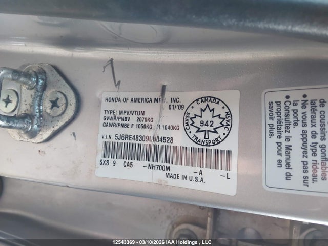 Aukcja sprzedaży 2009 Honda Cr-v Lx, vin: 5J6RE48309L804528, numer aukcji: 12543369