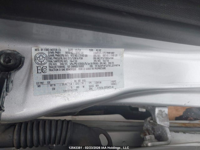 2014 Ford Focus Se მანქანა იყიდება აუქციონზე, vin: 1FADP3F27EL231674, აუქციონის ნომერი: 12543381