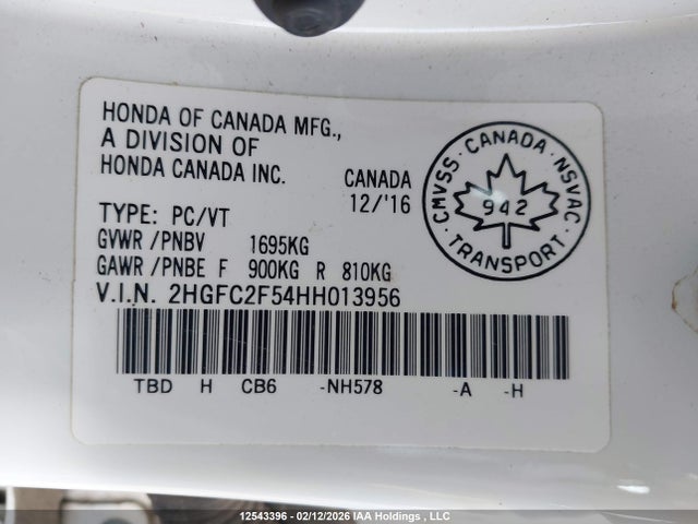 Aukcja sprzedaży 2017 Honda Civic Lx, vin: 2HGFC2F54HH013956, numer aukcji: 12543396