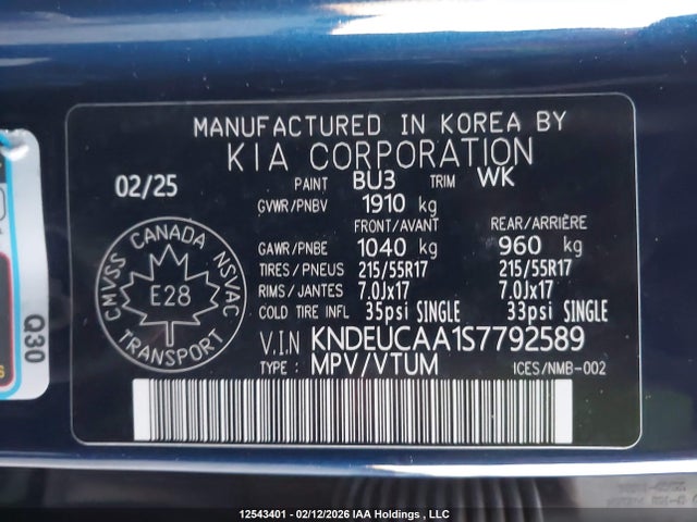 2025 Kia Seltos S მანქანა იყიდება აუქციონზე, vin: KNDEUCAA1S7792589, აუქციონის ნომერი: 12543401