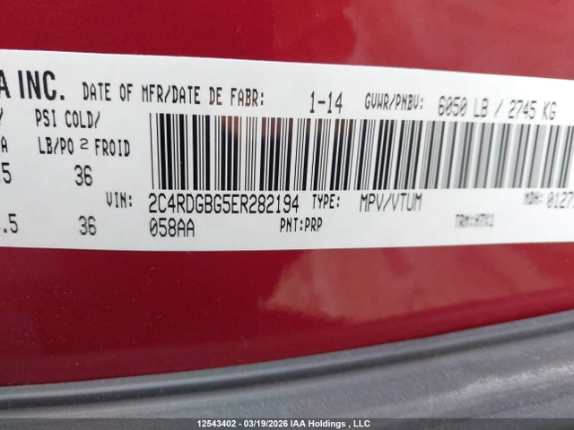 2C4RDGBG5ER282194 Dodge Grand Caravan Se