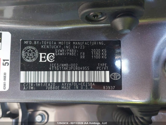 4T1G11AK3PU804955 Toyota Camry Se Night Shade/se
