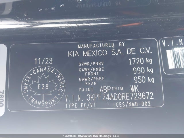 3KPF24AD0RE723672 KIA Forte Ex/ex Premium/ex+/lx