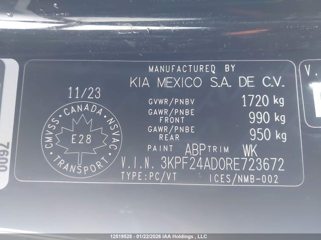 3KPF24AD0RE723672 KIA Forte Ex/ex Premium/ex+/lx