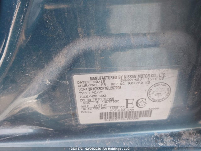 Nissan Micra S/sr/sv 2016 3N1CK3CP7GL257206 Image 9