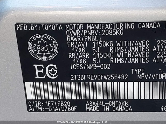 Toyota RAV4 LE 2015 2T3BFREV0FW256482 Image 9