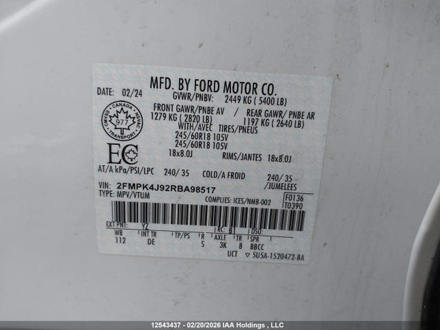 Aukcja sprzedaży 2024 Ford Edge Sel, vin: 2FMPK4J92RBA98517, numer aukcji: 12543437