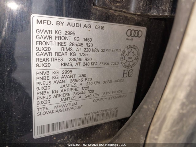 WA1VAAF70HD030790 Audi Q7 3.0t Technik