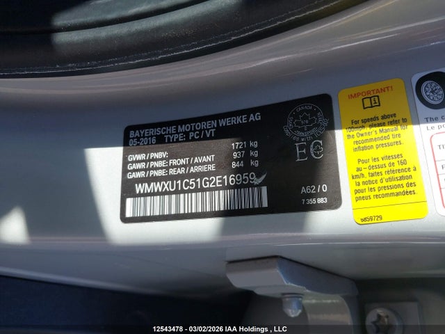 WMWXU1C51G2E16959 Mini 5 Door Cooper