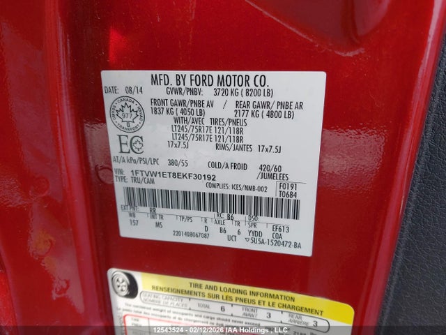Продаж на аукціоні авто 2014 Ford F150 Supercrew, vin: 1FTVW1ET8EKF30192, номер лоту: 12543524