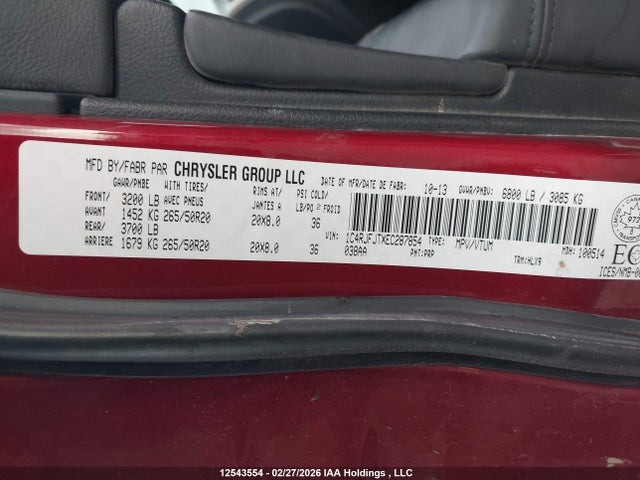 1C4RJFJTXEC287854 Jeep Grand Cherokee Summit