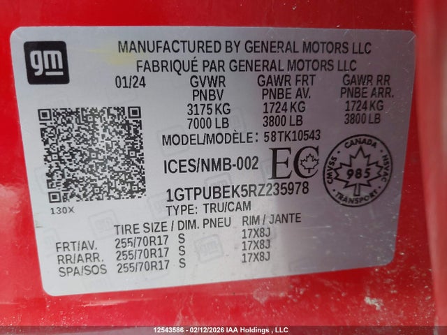 1GTPUBEK5RZ235978 GMC Sierra K1500 Sle