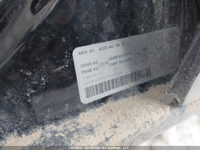 Продаж на аукціоні авто 2013 Audi A4, vin: WAUFFCFL4DN018664, номер лоту: 12543610