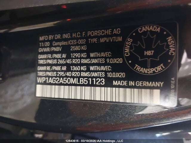 WP1AG2A50MLB51123 Porsche Macan Gts