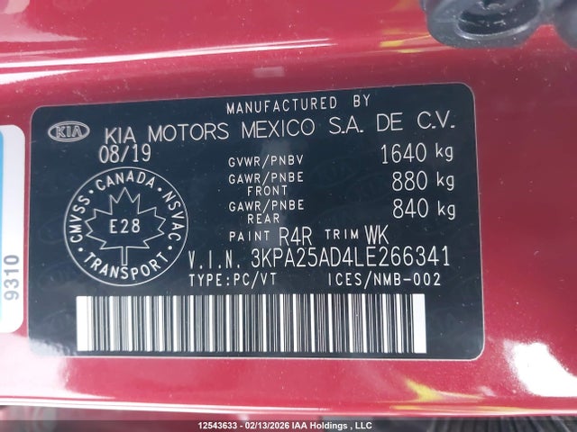 3KPA25AD4LE266341 KIA RIO LX/S