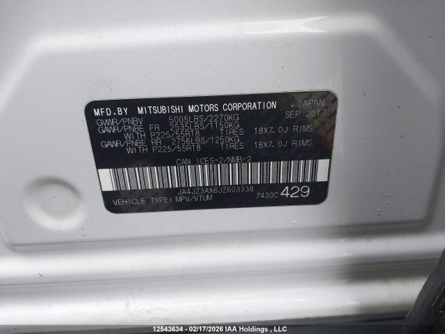JA4JZ3AX6JZ603338 Mitsubishi Outlander Se/se Anniversary Edition