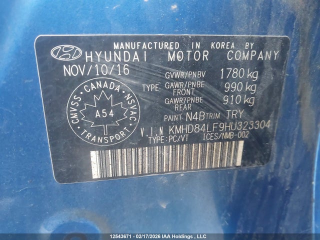 KMHD84LF9HU323304 Hyundai Elantra