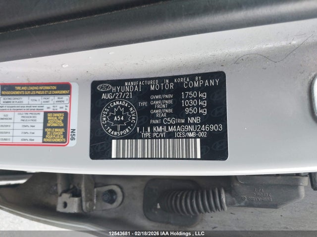 KMHLM4AG9NU246903 Hyundai Elantra Preferred Ivt With Sun And Tech Package
