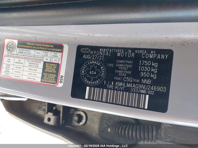 KMHLM4AG9NU246903 Hyundai Elantra Preferred Ivt With Sun And Tech Package