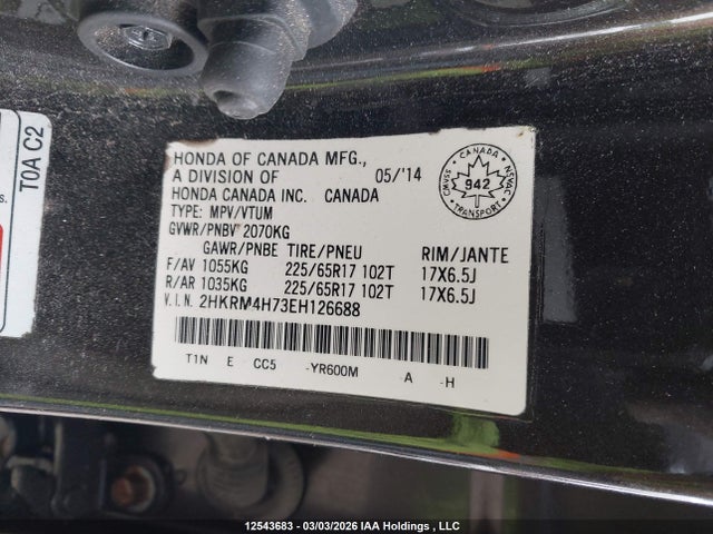 2HKRM4H73EH126688 Honda CR-V EXL