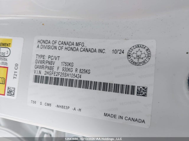 2HGFE2F25SH105424 Honda Civic