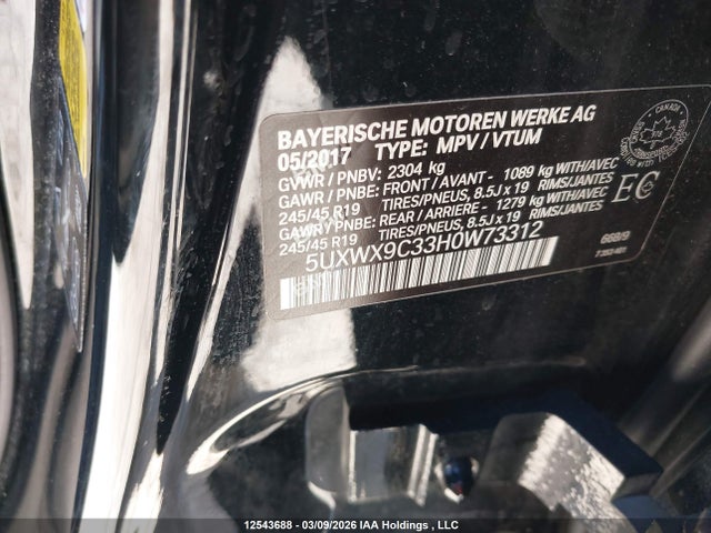 5UXWX9C33H0W73312 BMW X3 Xdrive28i
