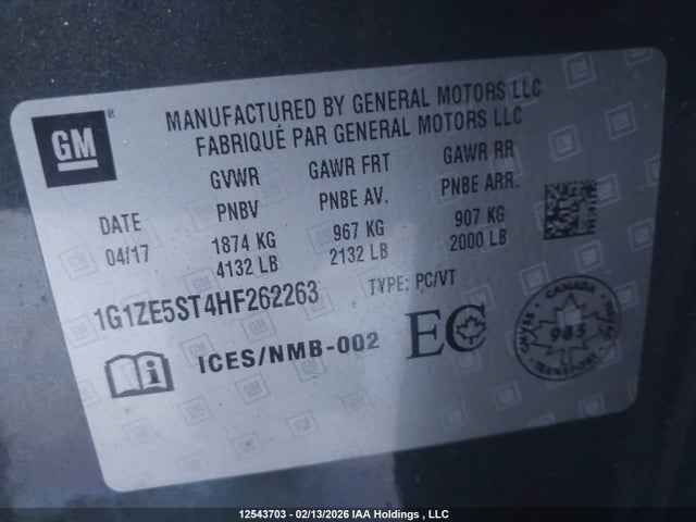 1G1ZE5ST4HF262263 Chevrolet MALIBU 1LT