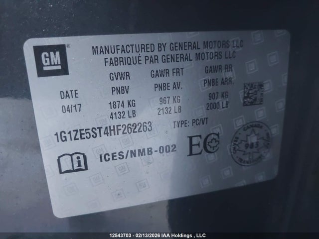 1G1ZE5ST4HF262263 Chevrolet MALIBU 1LT