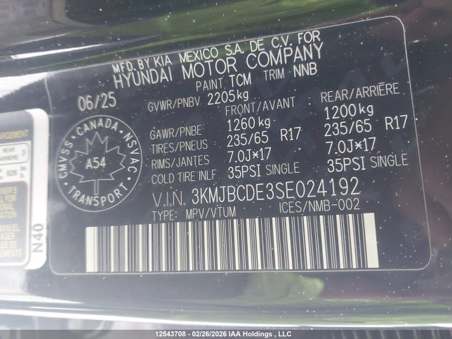 Продаж на аукціоні авто 2025 Hyundai Tucson Sel, vin: 3KMJBCDE3SE024192, номер лоту: 12543708