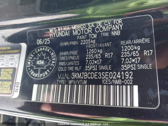 Продаж на аукціоні авто 2025 Hyundai Tucson Sel, vin: 3KMJBCDE3SE024192, номер лоту: 12543708