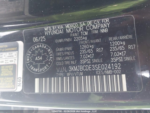 Продаж на аукціоні авто 2025 Hyundai Tucson Sel, vin: 3KMJBCDE3SE024192, номер лоту: 12543708