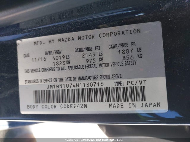 JM1BN1U74H1130716 Mazda 3 SPORT