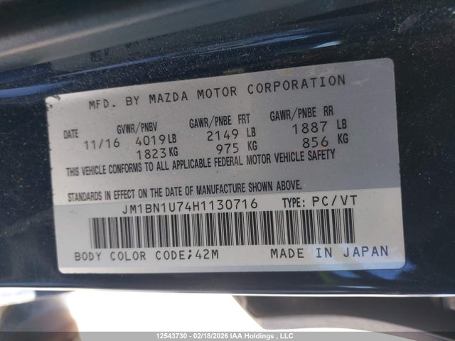JM1BN1U74H1130716 Mazda 3 SPORT