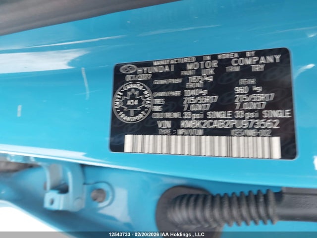 12543733 :رقم المزاد ، KM8K2CAB2PU973562 vin ، 2023 Hyundai Kona Preferred Awd مزاد بيع