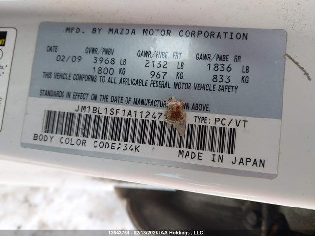 Aukcja sprzedaży 2010 Mazda Mazda3 Gs/gx, vin: JM1BL1SF1A1124717, numer aukcji: 12543764