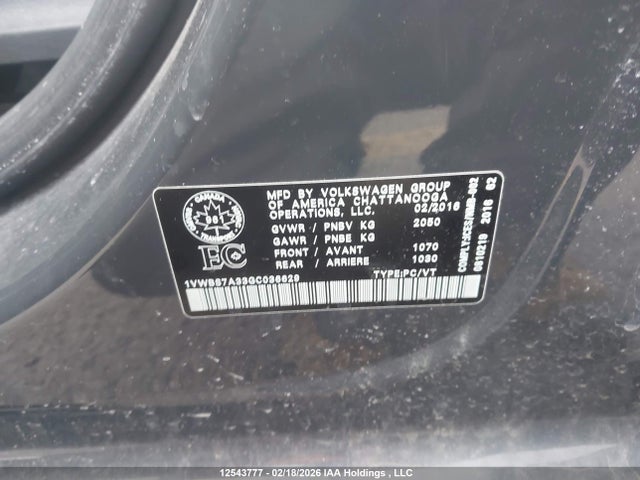 1VWBS7A33GC036629 Volkswagen PASSAT SE