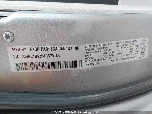 Chrysler Pacifica Touring L 2021 2C4RC1BGXMR579105 Image 9