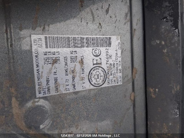 5N1AT2MV3JC766992 Nissan Rogue Sv/sl
