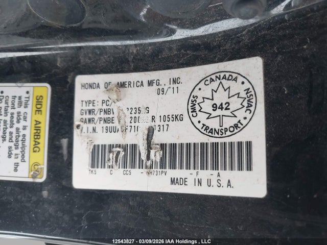 Продажа на аукционе авто 2012 Acura Tl, vin: 19UUA9F71CA801317, номер лота: 12543827