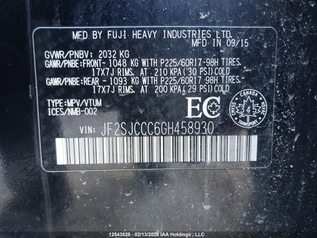 Subaru Forester 2.5i Convenience Package 2016 JF2SJCCC6GH458930 Image 9