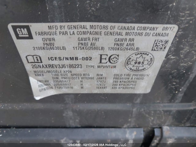 2GNAXREV3J6186223 Chevrolet EQUINOX LS