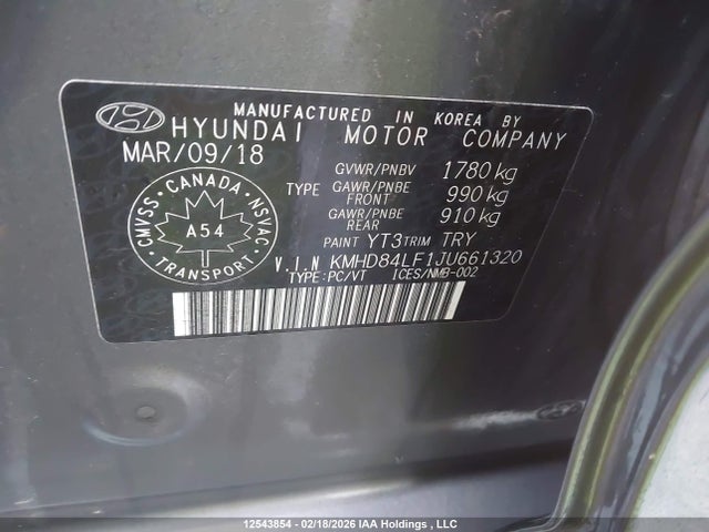 KMHD84LF1JU661320 Hyundai ELANTRA GL