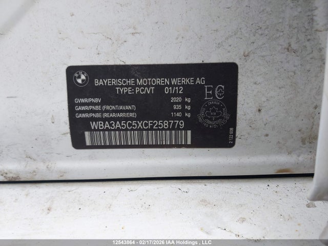 Продаж на аукціоні авто 2012 Bmw 328 I, vin: WBA3A5C5XCF258779, номер лоту: 12543864