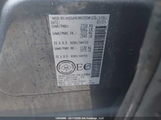 5N1DL1FS5PC363986 Infiniti QX60 LUXE