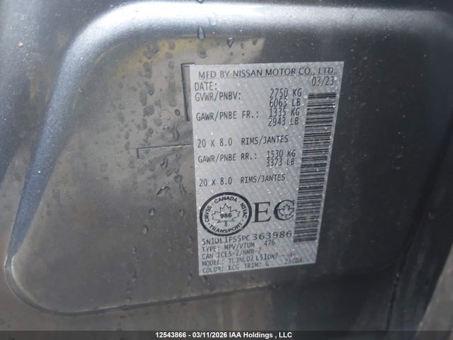 5N1DL1FS5PC363986 Infiniti QX60 LUXE